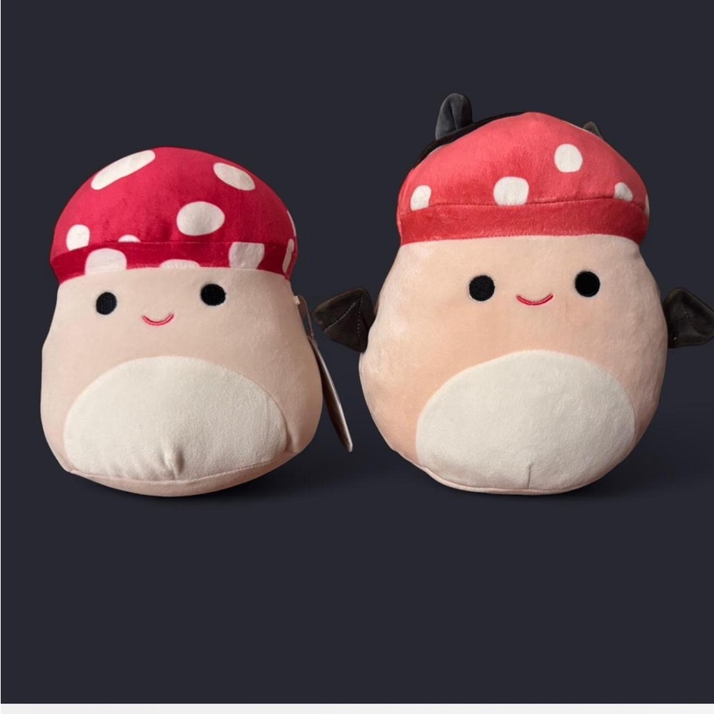 NWT Squishmallows Malcom the Mushroom and Malcom the Mushroom Bat